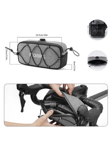 Torba na kierownicę 1,9l rockbros tl001 road to sky wodoodporna – szara