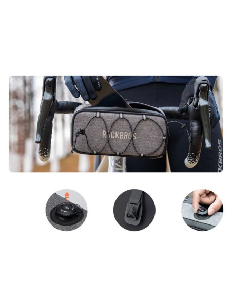 Torba na kierownicę 1,9l rockbros tl001 road to sky wodoodporna – szara