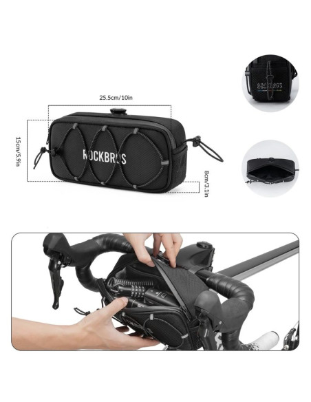 Torba na kierownicę 1,9l rockbros tl001 road to sky wodoodporna – czarna