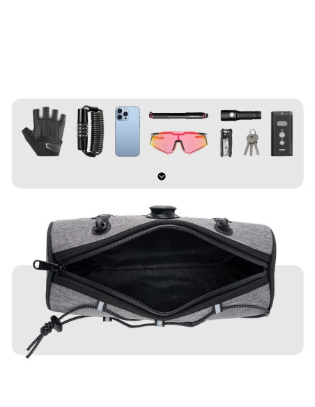 Torba na kierownicę 1,5l rockbros tl002 road to sky wodoodporna – szara
