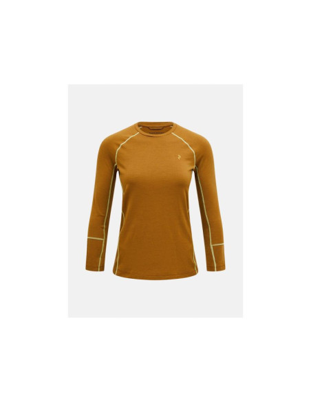 Koszulka termiczna peak performance magic crew wool-blend baselayer women brązowy