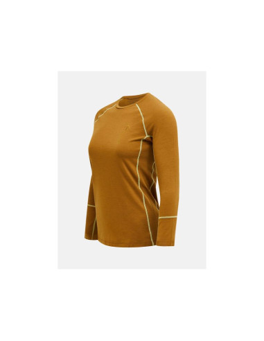 Koszulka termiczna peak performance magic crew wool-blend baselayer women brązowy