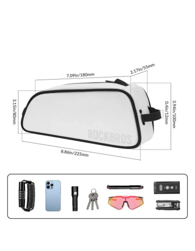 Torba na ramę 0,7l rockbros tl004 road to sky wodoodporna – biała