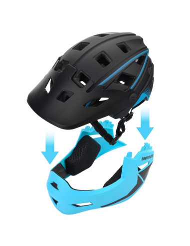 Kask rowerowy full-face meteor hydra m 55-58 cm czarny/niebieski