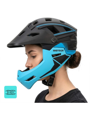 Kask rowerowy full-face meteor hydra m 55-58 cm czarny/niebieski
