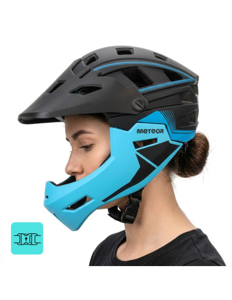 Kask rowerowy full-face meteor hydra m 55-58 cm czarny/niebieski