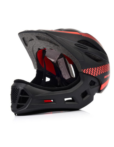 Kask rowerowy full-face meteor lupus s 48-52 cm czarny/czerwony