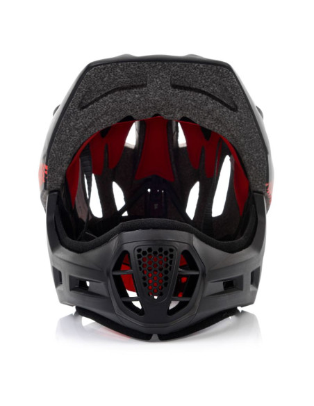 Kask rowerowy full-face meteor lupus s 48-52 cm czarny/czerwony