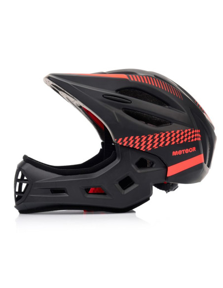 Kask rowerowy full-face meteor lupus s 48-52 cm czarny/czerwony