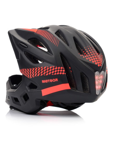 Kask rowerowy full-face meteor lupus s 48-52 cm czarny/czerwony
