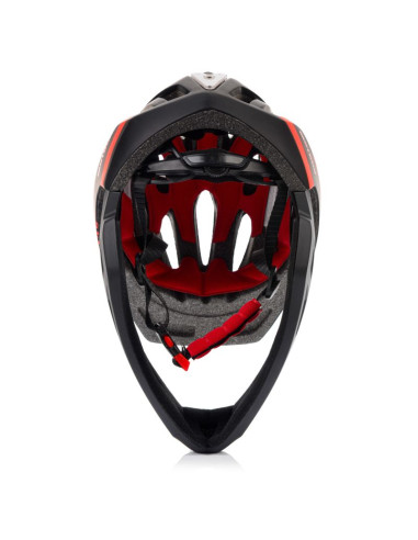 Kask rowerowy full-face meteor lupus s 48-52 cm czarny/czerwony