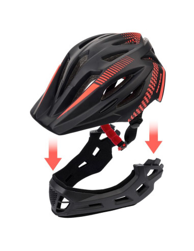 Kask rowerowy full-face meteor lupus s 48-52 cm czarny/czerwony