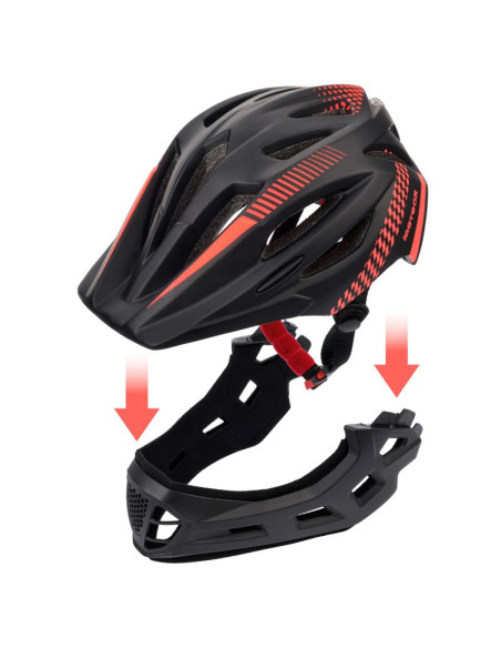 Kask rowerowy full-face meteor lupus s 48-52 cm czarny/czerwony
