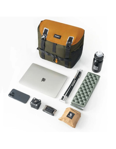 Torba rowerowa rockbros w019 na kierownicę 13,5-24l - zielono-pomarańczowa