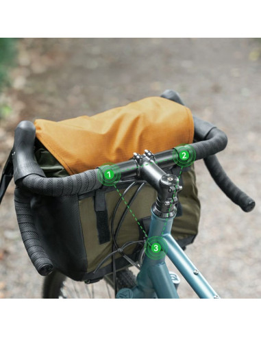 Torba rowerowa rockbros w019 na kierownicę 13,5-24l - zielono-pomarańczowa