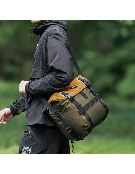 Torba rowerowa rockbros w019 na kierownicę 13,5-24l - zielono-pomarańczowa