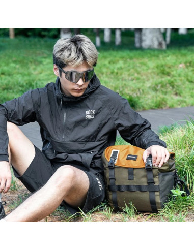 Torba rowerowa rockbros w019 na kierownicę 13,5-24l - zielono-pomarańczowa