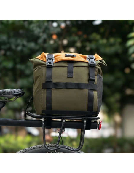 Torba rowerowa rockbros w019 na kierownicę 13,5-24l - zielono-pomarańczowa