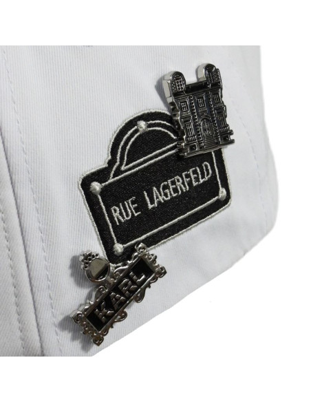 Czapka z daszkiem karl lagerfeld paris strapback biała - l5wh7947-wht