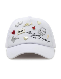 Czapka z daszkiem karl lagerfeld charms pins strapback biała - l4wh7608 2