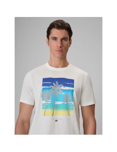 T-shirt regular z nadrukiem męski 4f 4frss26ttshm4291-11s