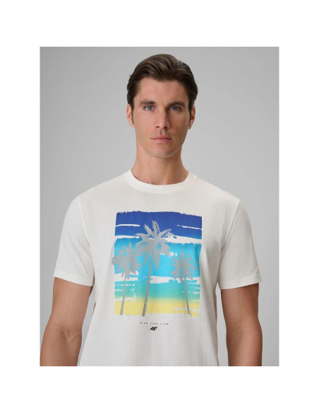 T-shirt regular z nadrukiem męski 4f 4frss26ttshm4291-11s