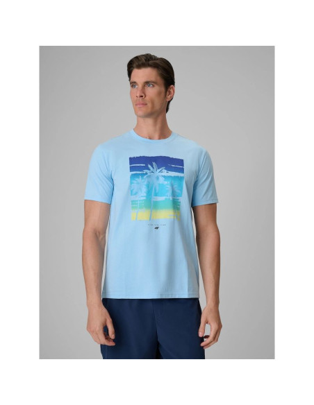 T-shirt regular z nadrukiem męski 4f 4frss26ttshm4291-34s