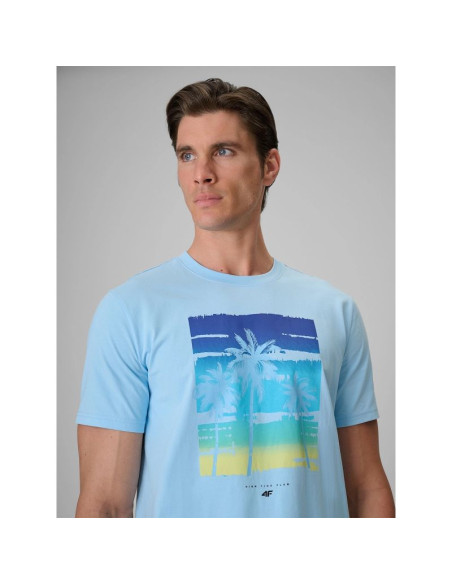 T-shirt regular z nadrukiem męski 4f 4frss26ttshm4291-34s
