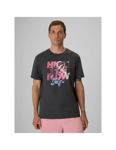 T-shirt regular z nadrukiem męsk 4f 4frss26ttshm4292-22s
