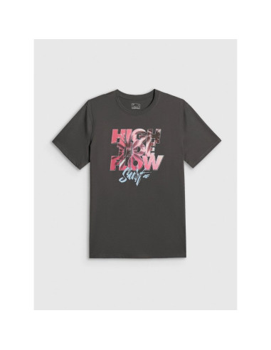 T-shirt regular z nadrukiem męsk 4f 4frss26ttshm4292-22s