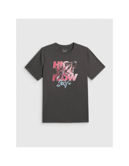 T-shirt regular z nadrukiem męsk 4f 4frss26ttshm4292-22s