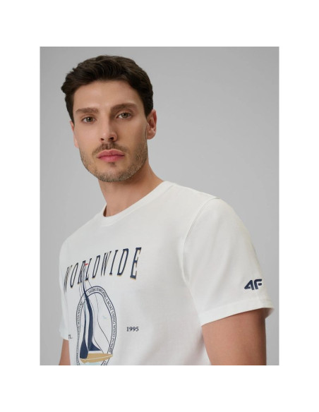 T-shirt regular z nadrukiem męski 4f 4frss26ttshm3993-11s