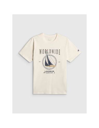 T-shirt regular z nadrukiem męski 4f 4frss26ttshm3993-11s