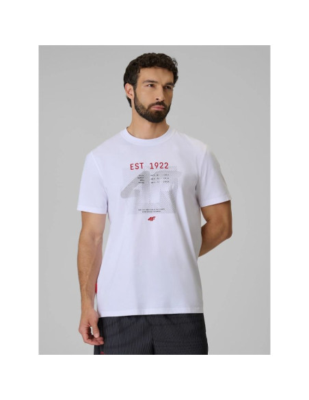 T-shirt regular z nadrukiem męski 4f 4frss26ttshm4039-10s