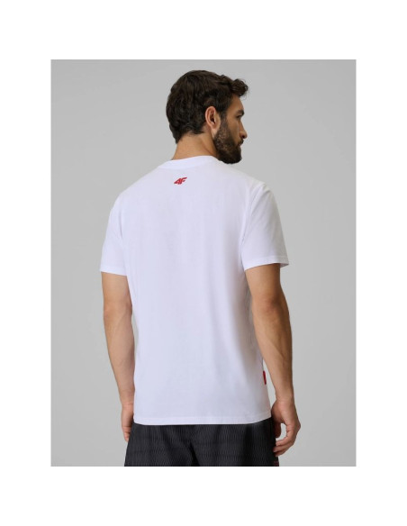 T-shirt regular z nadrukiem męski 4f 4frss26ttshm4039-10s