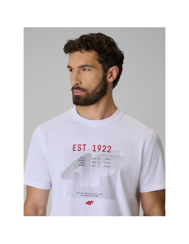 T-shirt regular z nadrukiem męski 4f 4frss26ttshm4039-10s