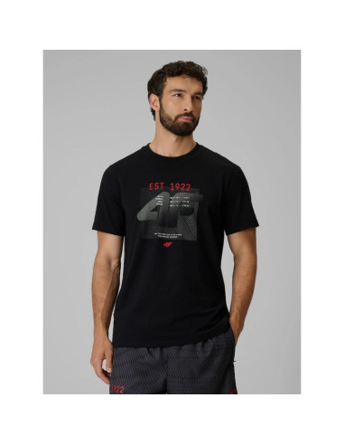 T-shirt regular z nadrukiem męski 4f 4frss26ttshm4039-20s