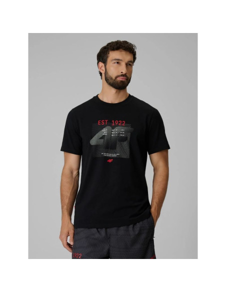 T-shirt regular z nadrukiem męski 4f 4frss26ttshm4039-20s