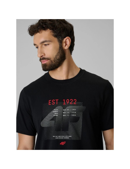 T-shirt regular z nadrukiem męski 4f 4frss26ttshm4039-20s