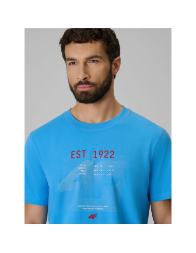 T-shirt regular z nadrukiem męski 4f 4frss26ttshm4039-33s