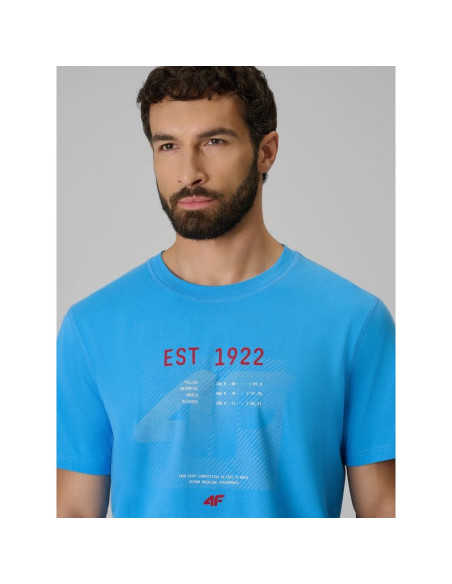 T-shirt regular z nadrukiem męski 4f 4frss26ttshm4039-33s
