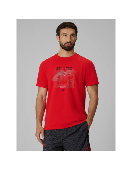 T-shirt regular z nadrukiem męski 4f 4frss26ttshm4039-62s