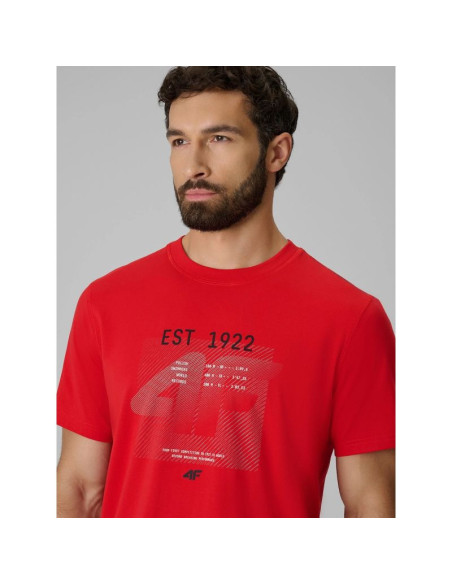 T-shirt regular z nadrukiem męski 4f 4frss26ttshm4039-62s