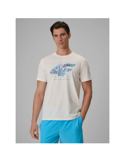 T-shirt regular z nadrukiem męski 4f 4frss26ttshm4295-11s