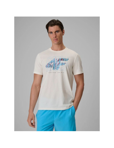 T-shirt regular z nadrukiem męski 4f 4frss26ttshm4295-11s