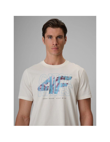 T-shirt regular z nadrukiem męski 4f 4frss26ttshm4295-11s