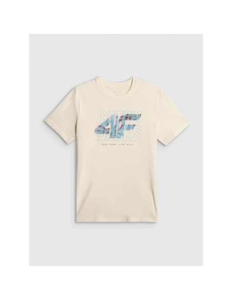 T-shirt regular z nadrukiem męski 4f 4frss26ttshm4295-11s