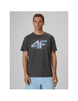 T-shirt regular z nadrukiem męski 4f 4frss26ttshm4295-22s