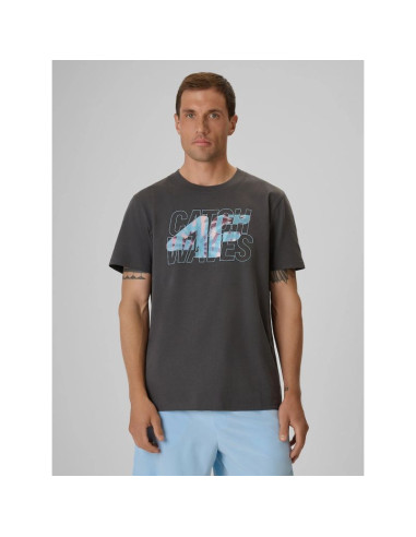 T-shirt regular z nadrukiem męski 4f 4frss26ttshm4295-22s