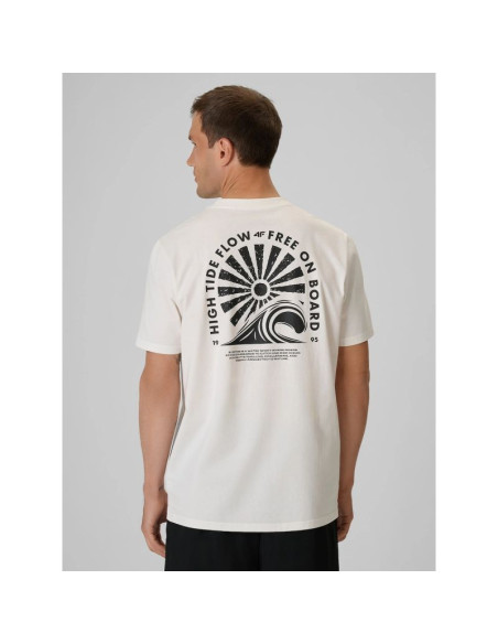 T-shirt relaxed z nadrukiem męski 4f 4frss26ttshm4296-11s